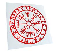 Kiwistar - Adhesivo para el coche, diseño de runas con brújula vikinga, color rojo, 10 x 10 cm, para luna trasera, resistente a la intemperie, para coche, camión, moto, camión, etc