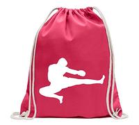 Kiwistar Karate Judo Kung - Divertida mochila deportiva para fitness, gimnasio, gimnasio, compras, algodón, con cordón