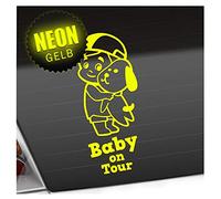 Kiwistar - Pegatina para bebé - Amarillo neón - Pegatinas para perro joven - Baby on Tour 20 cm - para coche, moto, bicicleta, tuning