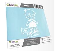 Kiwistar - Pegatina para bebé - Blanco - Adhesivo para pantalones de peto para niño - Baby on Board 30 cm - para coche, moto, bicicleta, tuning