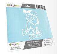 Kiwistar - Pegatina para bebé - Blanco mate - Pegatinas para perro joven - Baby on Board 20 cm - para coche, moto, bicicleta, tuning