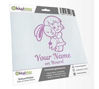 Kiwistar - Pegatina para bebé - lila - Pegatinas para niña - con texto personalizado + en tablero de 30 cm - para coche, moto, bicicleta, tuning