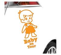 Kiwistar - Pegatina para bebé - Naranja - Adhesivo para pantalones de peto para niño - Baby on Tour 24 cm - para coche, moto, bicicleta, tuning