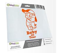 Kiwistar - Pegatina para bebé - Naranja - Pegatinas para perros jóvenes - Baby on Tour 24 cm - para coche, moto, bicicleta, tuning