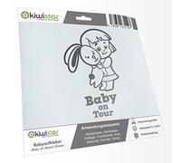 Kiwistar - Pegatina para bebé - Plata - Adhesivo para niña - Baby on Tour 15 cm - para coche, moto, bicicleta, tuning