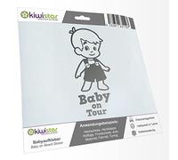 Kiwistar - Pegatina para bebé - Plata - Adhesivo para pantalones de peto para niño - Baby on Tour 30 cm - para coche, moto, bicicleta, tuning