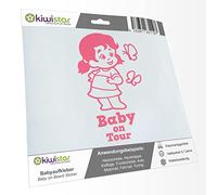 Kiwistar - Pegatina para bebé - Rosa claro - Pegatinas de mariposa para niña - Baby on Tour 30 cm - para coche, moto, bicicleta, tuning