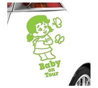 Kiwistar - Pegatina para bebé - Verde lima - Pegatina de mariposa para niña - Baby on Tour 15 cm - para coche, moto, bicicleta, tuning