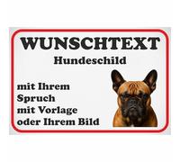 Kiwistar - Placa de diseño propio - Perro Bulldog Francés - 0,5 mm de aluminio a partir de 20 x 15 cm - con texto deseado, foto según plantilla o imagen propia para perros, para casa, patio, jardín