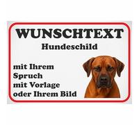 Kiwistar - Placa de diseño propio - Perro Rhodesian Ridgeback - 0,5 mm de aluminio a partir de 20 x 15 cm - con texto deseado, foto según plantilla o imagen propia - Placa para perros para casa, patio