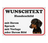 Kiwistar - Señales personalizables - perro perro salchicha - 0,5 mm aluminio a partir de 20 x 15 cm - con texto personalizado, foto según plantilla o imagen propia - Placa para perros para casa, patio