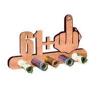 KIWISTAR UG - Mannfinger - Regalo de dinero - dedo medio 61 + 1 regalo para 62 cumpleaños - Aniversario - Niño - Boda - Fiesta - Regalos divertidos de madera para mujer y hombre