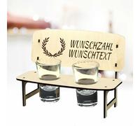 KIWISTAR UG - Regalo - Banco de chupito personalizado - Edad a elegir - Nombre y texto - Personalizado con grabado 2 vasos - Idea de regalo Mesa de familia - Boda, Cumpleaños, Aniversario