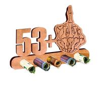 KIWISTAR UG - Regalo de dinero - Cabeza - dedo medio 53 + 1 regalo para 54 cumpleaños - Regalos divertidos de madera para mujer y hombre - Aniversario - Niño - Boda - Fiesta