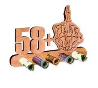 KIWISTAR UG - Regalo de dinero - Cabeza - dedo medio 58 + 1 regalo para 59 cumpleaños - Regalos divertidos de madera para mujer y hombre - Aniversario - Niño - Boda - Fiesta