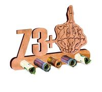 KIWISTAR UG - Regalo de dinero - Cabeza - dedo medio 73 + 1 regalo para 74 cumpleaños - Regalos divertidos de madera para mujer y hombre - Aniversario - Niño - Boda - Fiesta