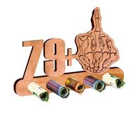 KIWISTAR UG - Regalo de dinero - Cabeza - dedo medio 79 + 1 regalo para el 80 cumpleaños - Regalos divertidos de madera para mujer y hombre - Aniversario - Niño - Boda - Fiesta