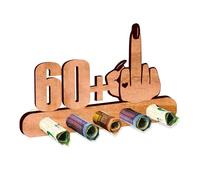 KIWISTAR UG - Regalo de dinero - Dedo de mujer - dedo medio 60 + 1 regalo para 61 cumpleaños - Regalos divertidos de madera para mujer y hombre - Aniversario - Niño - Boda - Fiesta