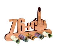 KIWISTAR UG - Regalo de dinero - Dedo de mujer - dedo medio 76 + 1 regalo para 77 cumpleaños - Regalos divertidos de madera para mujer y hombre - Aniversario - Niño - Boda - Fiesta