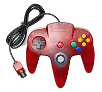 KIWITATA Classic Retro N64 - Controlador N64 con cable de repuesto para consola de videojuegos N64, color rojo transparente