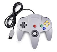 KIWITATA Controlador clásico N64, controlador retro con cable para juegos, joystick compatible con sistema N64, consola de videojuegos, color gris