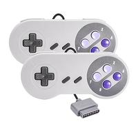 Kiwitatá SNES - Paquete de 2 mandos a distancia con cable compatible con consola SNES original, sistema de juego de súper entretenimiento