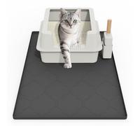 KIXCVDM Cat Litter Mat, Alfombrilla Arena Gatos, Alfombrilla de Silicona Para Recoger Arena Para Gatos, Fácil de Limpiar Para Control de Derrames, Suave Para Patas de Gato (Negro, L 86 * 56cm)