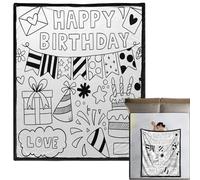Kixolazr Manta Para Colorear Y Manualidades - Lavable Con Tema De Feliz Cumpleaños - Colorea Tu Propia Manta | Para Amantes Del Arte, Familia, Companeros, Ninas, Fiestas, Sala, Camping