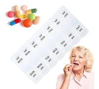 Kixolazr Organizador semanal de pastillas, pastillero de viaje portátil | Planificador de medicamentos Am/Pm para 7 días, 2 veces al día,Dispensador de pastillas de viaje de 7 compartimentos para