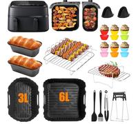 Kixolo 24 piezas de accesorios para Philips Airfryer Dual Basket 3000 Series 6L/3L - Philips Airfryer molde de silicona accesorio - Molde para pan de tartas, parrilla, para Phillips Airfryer