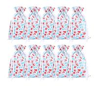 KIXZSAZ 10 unids/set reutilizable cordón grandes sacos de Navidad bolsas de papel regalo bodas PET sacos Navidad reutilizables 5/10 Uds grande, A