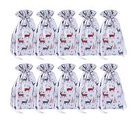 KIXZSAZ 10 unids/set reutilizable cordón grandes sacos de Navidad bolsas de papel regalo bodas PET sacos Navidad reutilizables 5/10 Uds grande, mi