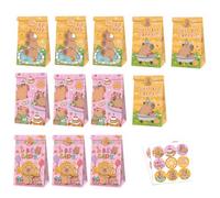 KIXZSAZ 12 bolsas de regalo de capibara para fiestas, divertidas bolsas de golosinas con 18 pegatinas de capibara, juguetes de capibara para apretar, regalo de fiesta.
