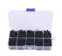 KIXZSAZ 700 Muñecas de plástico con anilla para tejer animales a ganchillo. Fáciles de hacer, duraderas y resistentes. Ideales para manualidades y juguetes, Negro, 680 ojos, 10 compartimentos