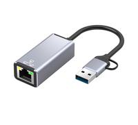 KIXZSAZ Adaptador LAN Ethernet, pequeño Accesorio de Escritorio Estable, Equipo de Tarjeta Red con Extensor Cable USB Doble Cabezal, 1000M
