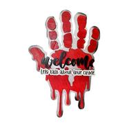 KIXZSAZ aterrador con placa de puerta con huella de sangre terror Halloween se puede utilizar en interiores y exteriores aterrador Para madera