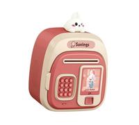 KIXZSAZ Bonita Hucha para niños con contraseña y Cerradura de contraseña, decoración de Doble Modo, Hucha Gran Capacidad, Tarro Ahorro, Caja Ahorro Gran Capacidad, Rosa, 16.8 x 12.7 x 23 cm