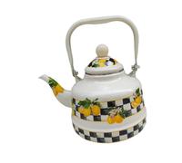 KIXZSAZ Cafetera turca resistente al calor con tapa, ideal para preparar deliciosas bebidas calientes en casa. Tetera de esmalte con diseño de limón, 2.5 litros