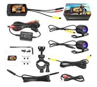 KIXZSAZ Cámara de salpicadero para Motocicleta fácil de Usar con tecnología GPS precisión Lentes Dobles Delanteros y Traseros ABS Resistente al Agua y al Polvo Duradero