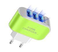 KIXZSAZ Cargador de teléfono con Enchufe de la UE Adaptador de Carga de teléfono móvil USB portátil con indicador Suministro de Bloque de Carga de Toma de Corriente de plástico para el hogar, Verde