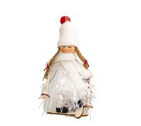 KIXZSAZ Colgante Colgante de Tela de Punto Mini pequeña muñeca Navidad para Madera Encantadora con cordón Adornos árbol Navidad amigables con la Piel Brillante, Chica Blanca