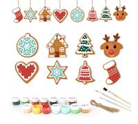 KIXZSAZ con el Juego de 8 Piezas de Pintura navideña por números para Adultos, Decoraciones de árbol de Bricolaje, Kit de Arte para Principiantes de PVC, MBH09