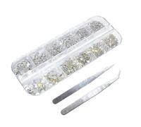 KIXZSAZ Cuentas de duendecillo para uñas, diamantes de imitación cristal, piedra grava profesional, suministros bricolaje fiables y delicados, usos versátiles, AB pinza plateada 2