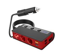 KIXZSAZ Divisor de Toma de Corriente para Encendedor de Coche, Adaptador QC3.0, Pantalla de Voltaje, Mejora Interior portátil, Cargador de receptáculo, Negro Rojo