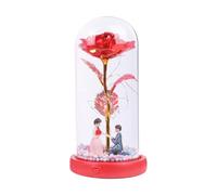 KIXZSAZ Elegante regalo de rosa iluminada con música romántica para la decoración del dormitorio y la sala de estar. La luz suave hace que la habitación sea cálida y, Rojo, 10.5 x 21.5 cm