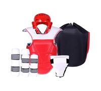 KIXZSAZ Equipo de protección de Taekwondo de EVA PU con Casco de Boxeo y Ajuste cómodo para Todas Las Necesidades de Entrenamiento. Incluye Bolsa de Almacenamiento para, Rojo, S