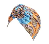 KIXZSAZ Estilos bohemios Envolturas para la cabeza para mujer Diseño elástico Envoltura para la cabeza en forma de V Gorro para dormir preatado Gorro plisado a la moda, naranja
