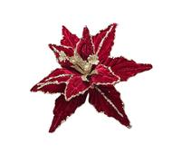 KIXZSAZ Flores de Navidad de 26CM, Tela Terciopelo con Lentejuelas Rojas y Doradas, decoración árbol Navidad DIY, Coronas, Fiestas y Festivales, Vino Tinto