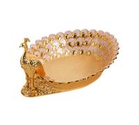 KIXZSAZ Impresionante frutero de metal con un encantador pavo real. Sirve frutas o bocadillos y añade sofisticación a cualquier de fruta con forma de pavo, oro, 22 x 16.5 x 11 cm
