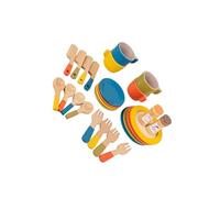 KIXZSAZ Juego de Cubiertos y Platos de Cocina Juguete para niños con Platos Coloridos Que inspiran Habilidades sociales y Juego Creativo para Madera para niñas y niños pequeños